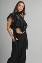 Load image into Gallery viewer, Black Lace Ruffled Top
