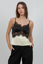 Load image into Gallery viewer, Yellow|Black Satin Lace Top
