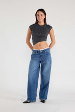Load image into Gallery viewer, Waist Band Lace Baggy Wide Jeans
