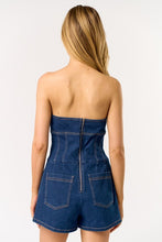 Load image into Gallery viewer, Strapless Dark Blue Denim Romper
