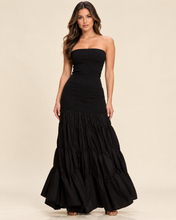 Load image into Gallery viewer, Marietta Foldover Strapless Black Dress
