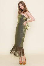 Load image into Gallery viewer, Olive Shimmer Fringe Dress
