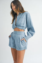 Load image into Gallery viewer, Denim LS Top + Short Set
