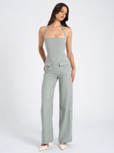 Load image into Gallery viewer, Sage Wide Leg Halter Jumpsuit
