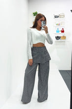 Load image into Gallery viewer, Striped Wide-leg Pants With Skirt Overlay
