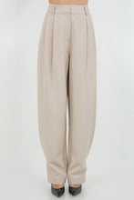 Load image into Gallery viewer, Tapered Leg Opening Woven Pleated Trousers- Khaki

