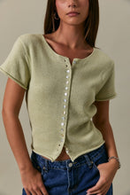Load image into Gallery viewer, Cap Sleeve Button Down Sweater Top- Sage

