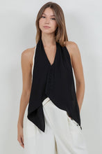 Load image into Gallery viewer, Lace Contrast Satin Tank With Tie Black
