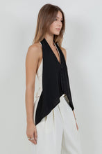 Load image into Gallery viewer, Lace Contrast Satin Tank With Tie Black
