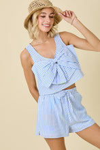 Load image into Gallery viewer, Blue Striped Top + Short Set
