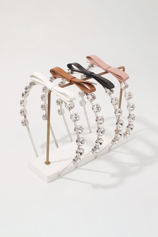 Brown Leather Rhinestone Headband