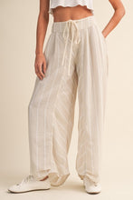 Load image into Gallery viewer, Stripe Linen Wide Leg Pants- Beige
