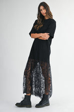 Load image into Gallery viewer, Oversized T Shirt Sheer Lace Maxi Dress

