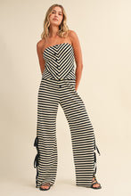 Load image into Gallery viewer, Lena Stripe Cream|Black Pant Set
