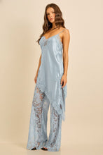 Load image into Gallery viewer, Sienna Satin Lace Pant Set- Light Blue
