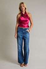 Load image into Gallery viewer, Magenta Cowl Neck Halter Top
