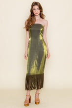 Load image into Gallery viewer, Olive Shimmer Fringe Dress
