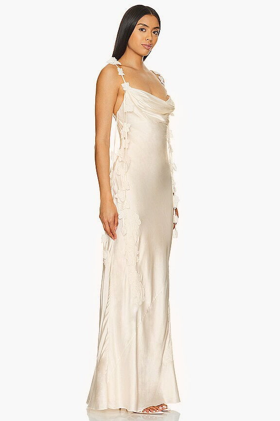 inaya maxi dress Inaya Pearl Satin Maxi Dress – V I T T A