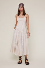 Load image into Gallery viewer, Taupe Striped Tie Strap Casual Fit &amp; flare Mini Dress
