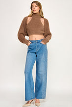 Load image into Gallery viewer, Fuzzy Mock Neck Top + Cardigan Set- Mocha
