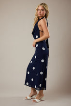 Load image into Gallery viewer, Navy Polka Halter Dress
