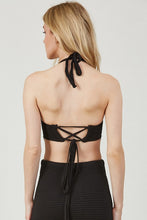 Load image into Gallery viewer, Crochet Corset Halter Top- Black
