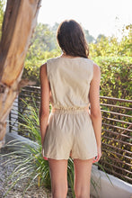 Load image into Gallery viewer, Vest Embroidered Romper- Natural
