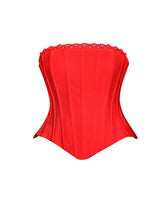 Load image into Gallery viewer, Red Lace Trim Corset Top
