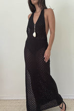 Load image into Gallery viewer, Black Halter Neck Backless Cover Up Dress
