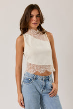 Load image into Gallery viewer, Lace Detail Satin Top- Ivory
