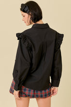 Load image into Gallery viewer, LS Sequin Flowers + Ruffles Blouse
