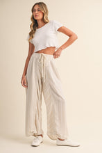 Load image into Gallery viewer, Stripe Linen Wide Leg Pants- Beige
