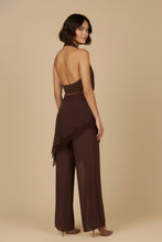 Load image into Gallery viewer, Drape Top + Scarf Waist Pant Set- Brown
