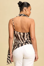 Load image into Gallery viewer, Zebra Print Sheer Scarf Top
