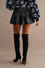 Load image into Gallery viewer, Cognac Faux Leather Bubble Skort
