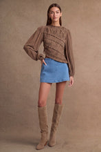 Load image into Gallery viewer, Mocha Ruched Long Sleeve Asymmetrical Hem Top
