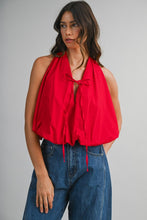 Load image into Gallery viewer, Poppy Red Halter Bubble Top
