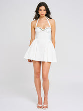 Load image into Gallery viewer, Nina White Embroidered Halter Mini Dress
