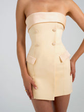 Load image into Gallery viewer, Dalilah Butter Yellow Double Breast Mini Pencil Dress
