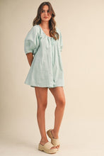 Load image into Gallery viewer, Mint Puff Sleeve Romper
