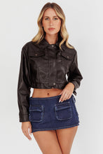 Load image into Gallery viewer, Black Faux Leather Crop Jacket
