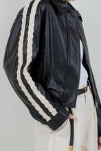 Load image into Gallery viewer, Lace Trim Leather Jacket
