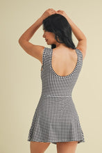 Load image into Gallery viewer, Gingham Print Sleeveless Wrap Tie Front Dress - Black
