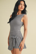 Load image into Gallery viewer, Gingham Print Sleeveless Wrap Tie Front Dress - Black
