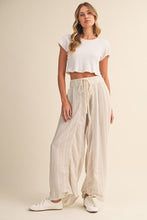 Load image into Gallery viewer, Stripe Linen Wide Leg Pants- Beige
