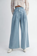 Load image into Gallery viewer, Denim High Waist Pintuck Wide Leg Jeans
