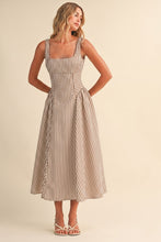 Load image into Gallery viewer, Jumbo Back Buckle Cream Striped Midi Dress
