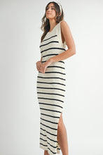 Load image into Gallery viewer, Stripe Sweater Midi Side Slit Dress
