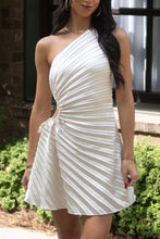 Load image into Gallery viewer, Pearl Pleated One Shoulder Dress
