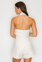 Load image into Gallery viewer, Halter Wrap Romper with Gold Ring Detail
